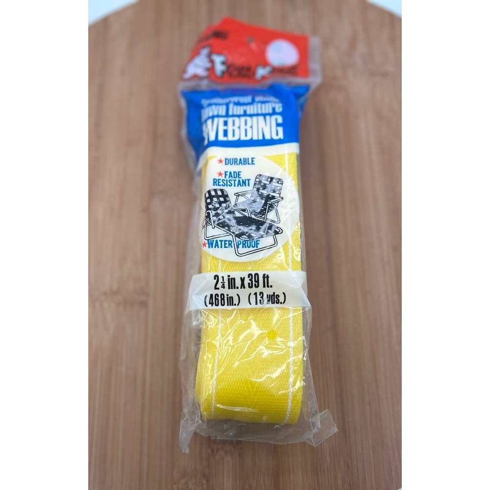 FROST KING Lawn Chair Replacement Webbing 2 1/4"x 39 ft Yellow White Stripe